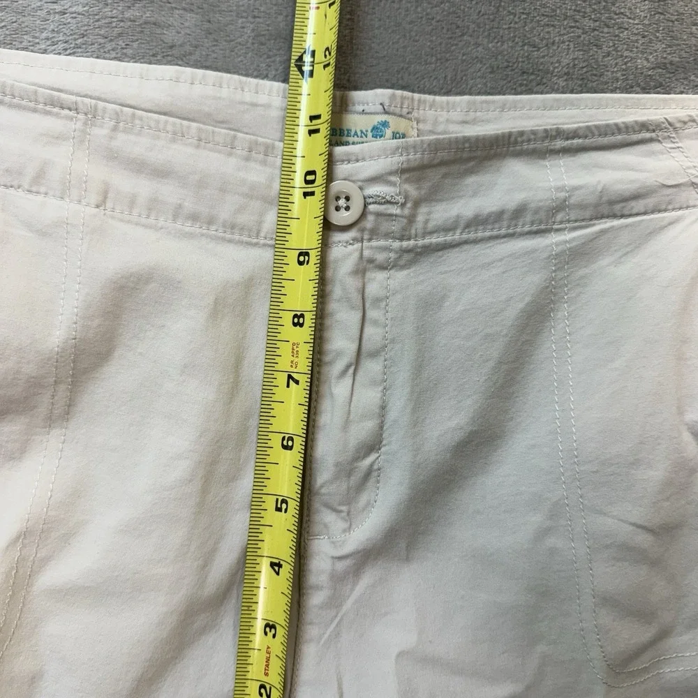Caribbean Joe‎ Womens Shorts Size 14 Khaki Tan Flat Front Casual Mid Rise Chino